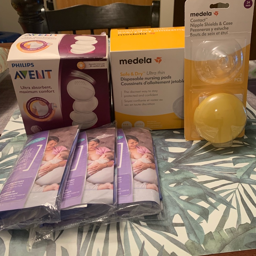 Selling boxes of breast pads and a nipple shield
